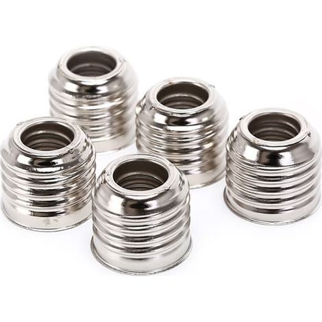 Lot de 5 adaptateurs de douille E27 vers E14, argentés.