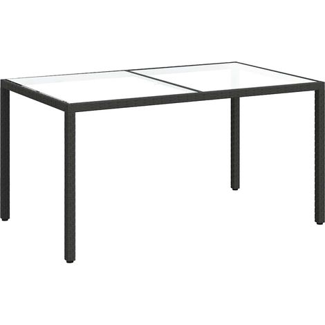 Maison Exclusive - Table de jardin 150x90x75cm Verre trempé et résine tressée Noir