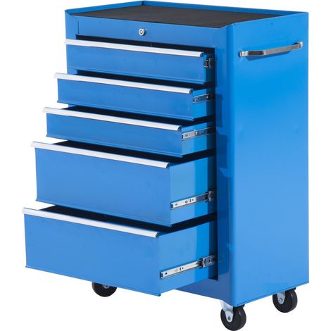 Chariot à outils avec tiroirs bleu 61,5x33x82,5 cm