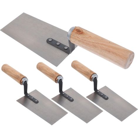 4Pièces Kit de Truelles Acier Inoxydable pour Enduit et Plâtre Spatules de Construction avec Poignée Outils de Maçonnerie pour Nivellement et Façonnage Du Mortier (1/5)
