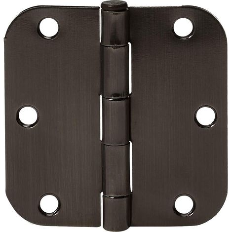 Bisagras redondas de alta resistencia para puertas y ventanas, radio de 5/8", bisagras para puertas interiores, 107 x 107 cm, paquete de 4, negro mate