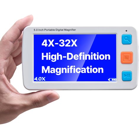 VEVOR Lente deIngrandimento Digitale, 127 mm Video HD per Versione Bassa, Zoom 4X a 32X, Ausilio di Lettura Elettronico 17 Modalita Colore, Uscita AV, con Maniglia e Luminosita a 5 Livelli