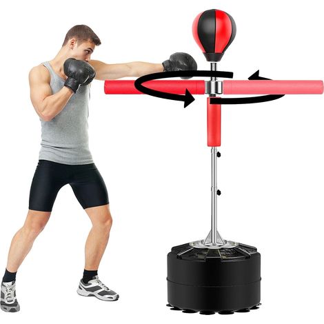 Saco de boxeo, altura regulable, brazo oscilante flexible, rojo. (1/2)