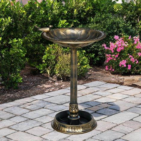 Bain d'oiseaux en polypropylène imitation bronze avec jardinière (1/5)
