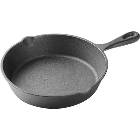 Poêle à frire en fonte, ensemble de trois pièces sans revêtement, poêle antiadhésive épaisse pour cuisinière à gaz et à induction (poêle à frire de 14 cm avec manche en fer) (1/4)