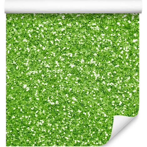 Papel pintado con purpurina verde lima para salón y dormitorio, 50x1000 cm. (1/5)