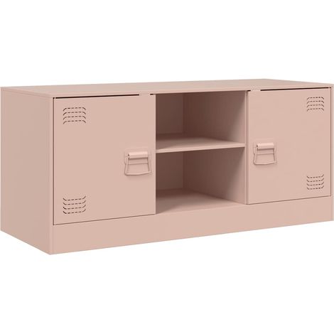 Mobile TV multimediale scaffale per televisione televisione buffet sala da pranzo soggiorno camera da letto rosa 99 x 39 x 44 cm acciaio rosa 020028305
