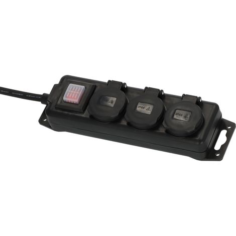 Brennenstuhl  distribuidor  de  enchufes  con  interruptor  IP44  3  vías  negro  2  m  H07RN-F  3G1,5  -  1159950013 (1/5)