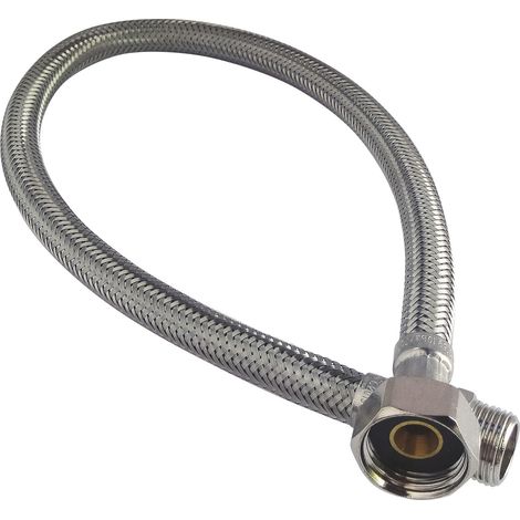 Flexible sanitaire 3/8" mâle écrou tournant 1/2", longueur 300mm, DN8, acier inox, EPDM, étanchéité intégrée, souple et durable (1/5)
