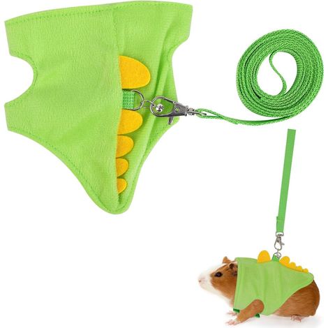 Ensemble Harnais et Laisse pour Furet, Gilet en Forme de Dinosaure Petits Animaux Accessoires de Promenade en Plein Air pour Furet Lapin Hamster Chaton Chiot Petits Animaux (1/5)