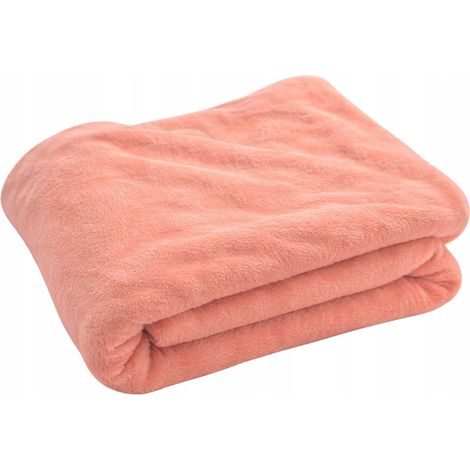 Soffice coperta 130x150 cm color pesca-rosa, calda e soffice per il soggiorno. (1/2)