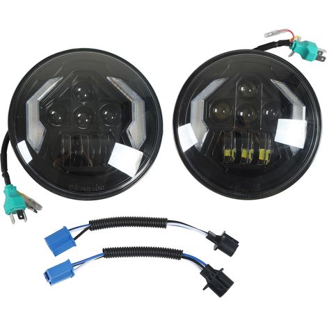 Phare LED Rond 7 Pouces, Feux de Route/Croisement, Éclairage Diurne, Étanche IP67, Compatible Auto et Moto, Lot de 2 (1/5)