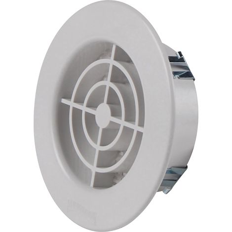 First Plast TF12RB-Y Grille Ronde a encastr. avec moustiquaire d.125 Blanc-Pass air 30cm2, Blanche