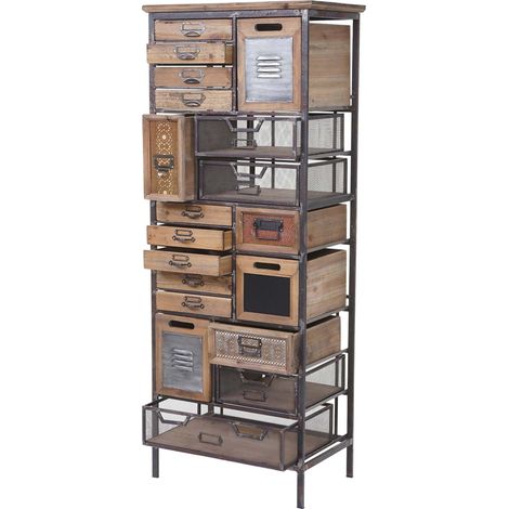 [NEUWERTIG] Apotheker-Schrank HHG-067, Kommode, Tanne Holz massiv Vintage Shabby-Look 143x56x33cm