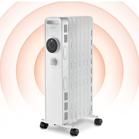 Igenix Oil Filled Radiator, 1.5kW/1500W, Overheat Protection, White - IG2615 (1/5)