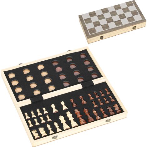 Jeu d’échecs et dames International, en bois, noyer, pour maison et usage quotidien, format pratique, style facile à associer (1/5)