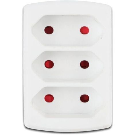 Adaptateur 3 Voies 10 A, Couleur Blanche, idéal pour connecter Plusieurs appareils électriques dans Les Maisons et Les Bureaux.