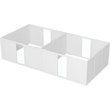 Caisse de mise bas pour chiots, divisible en 2 compartiments, fenêtre en acrylique, 196 x 96 x 48 cm, blanche