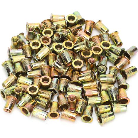200 écrous à sertir M6 en acier au carbone zingué coloré - Quincaillerie de fixation industrielle (1/5)