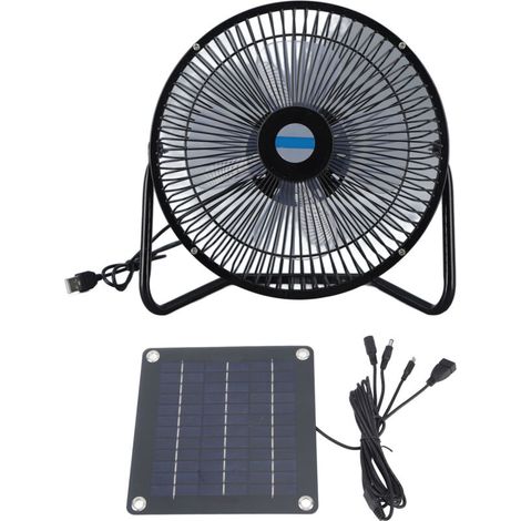 Ventilateur Solaire Portable 10W 8 Pouces USB pour Camping, Extérieur, Maison, Animaux (1/5)