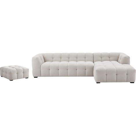 Divano e pouf in Tessuto chiné Beige - Angolo a destra - DILOME di PASCAL MORABITO