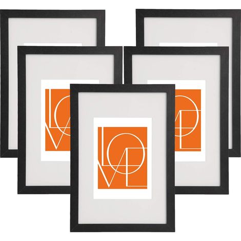WOLTU Cadre Photo Lot de 5 pièces Noir 20x30cm Cadre en MDF Design Simple avec Passe-Partout (1/5)