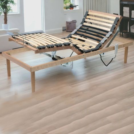 Dmora - Einzelbettbasis Dbuz, Holzlattenrost mit Motor, 100% Made in Italy, Motorisierte, neigbare orthopädische Basis, Cm 80x190h 34 (1/5)