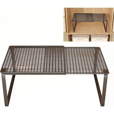 Étagère de rangement empilable réglable et extensible en métal robuste pour cuisine, chambre à coucher et maison, 30 x 30 x 29 cm, 2 noirs (Hauteur 31 cm) (1/5)