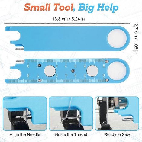 Enfile-aiguille pour machine à coudre avec dos magnétique, guide d'alignement et règle intégrée (2 pièces) (1/5)