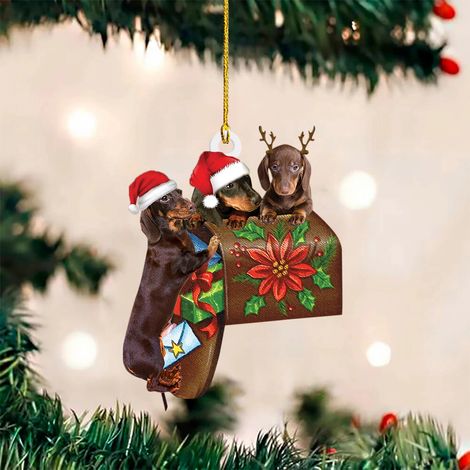 Ornement Chien De Noël - Pendentif En Acrylique Double Face - Décoration Arbre De Noël - 1 Pièce (1/4)