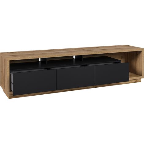 Mobile TV 3 cassetti Asten nero e marrone 200cm