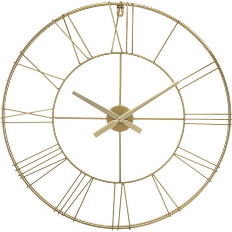 Pendule métal vintage diamètre 70 cm atmosphera - or