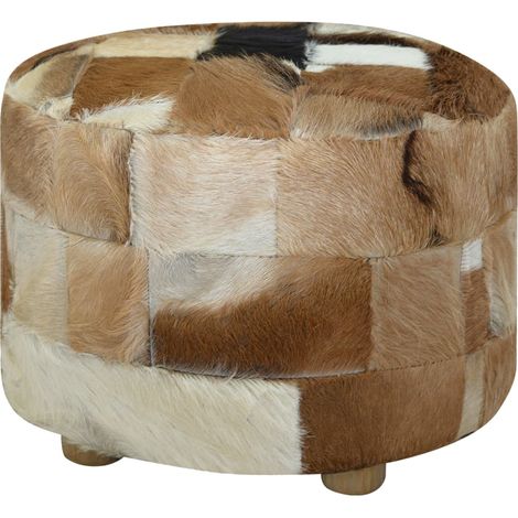 Pouf Cuir véritable Rond 50 x 50 x 45 cm (1/5)