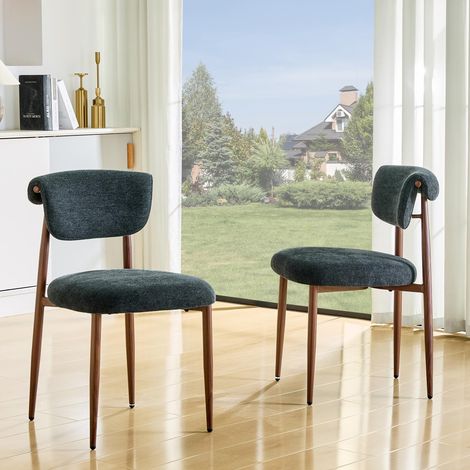 Ensemble table et chaises de salle à manger confectionné à partir de linge de lit (2 pièces), chaise de cuisine rembourrée sans bracelets, chaise de salle à manger moderne avec dossiers incurvés (1/5)