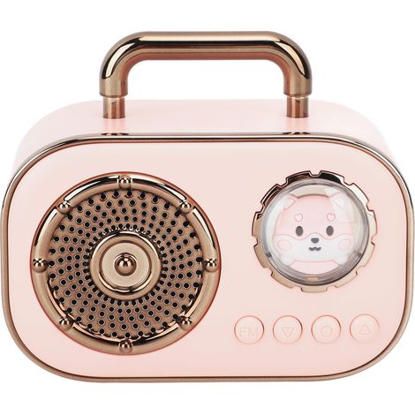 Enceinte Bluetooth Mini USB sans fil portable pour voiture, en forme de dessin animé, avec subwoofer rose (1/5)