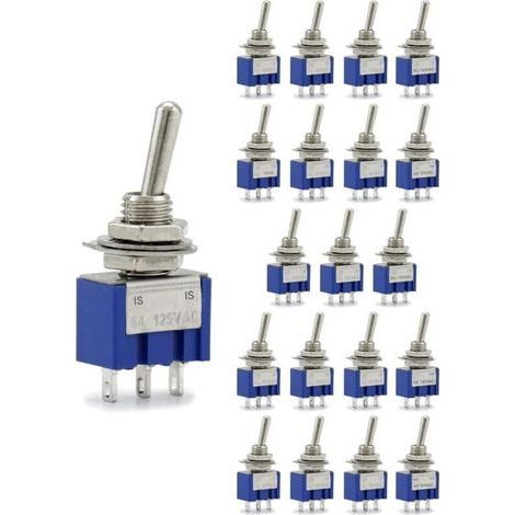 20 Wippschalter – Mini-Schalter – 125 V, 6 A – EIN-EIN – 3-polig, 2-Positionen – 12-V-Wippschalter – Geeignet für Pkw, Lkw und Boote – MTS (1/4)