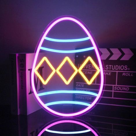 Œufs de Pâques lumineux néon, appliques murales LED œufs colorés, à intensité variable, chambre, bar de Noël, fête, alimentation USB (1/5)