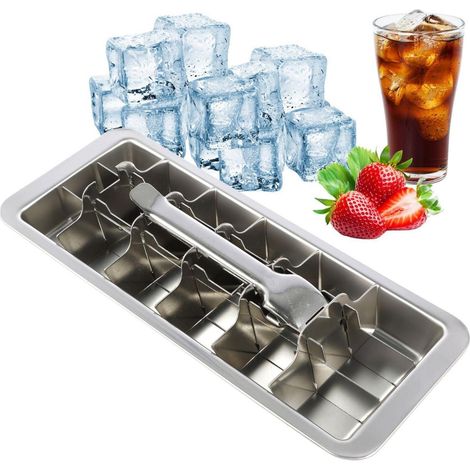 Eiswürfelform Edelstahl 18 Fächer mit Hebel, leicht lösend, quadratisch (1/5)