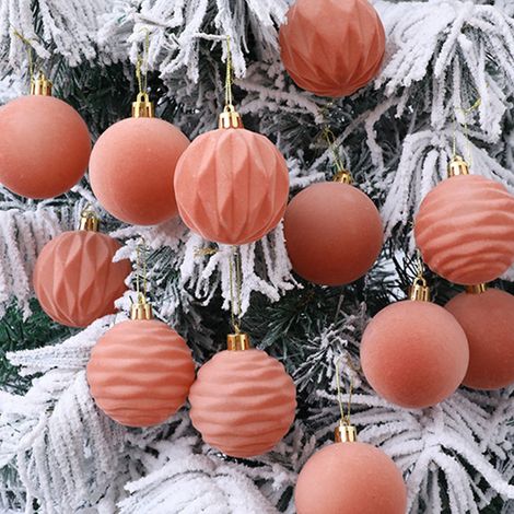 Boule De Décoration De Noël - Velours Flocké - Diamètre 6 cm - Or - Pour Arbre Et Intérieur - Lot De 12 (1/5)