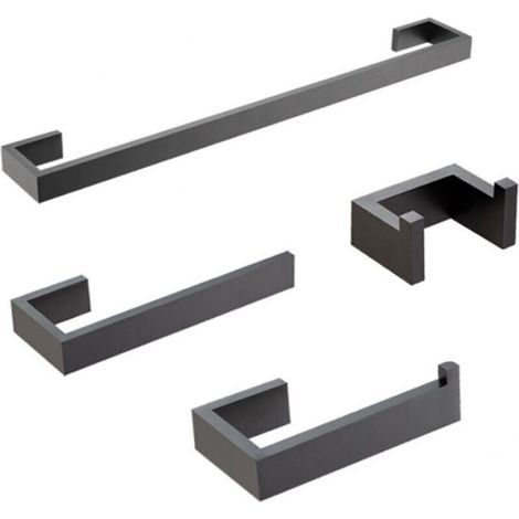 4-piece matt black bathroom hardware set, 304 stainless steel bath towel rail set, towel rail set (1/4)