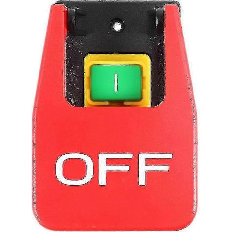 Interrupteur à bouton-poussoir d'arrêt d'urgence marche/arrêt avec couvercle rouge, 16 A, protection contre les surtensions et les sous-tensions électromagnétiques. (1/5)