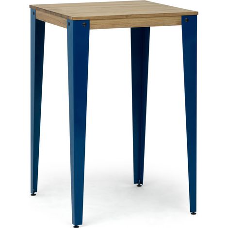 Mesa Lunds Alta 80x80x110cm Azul en madera maciza de pino acabado vintage estilo Industrial Box Furniture (1/5)