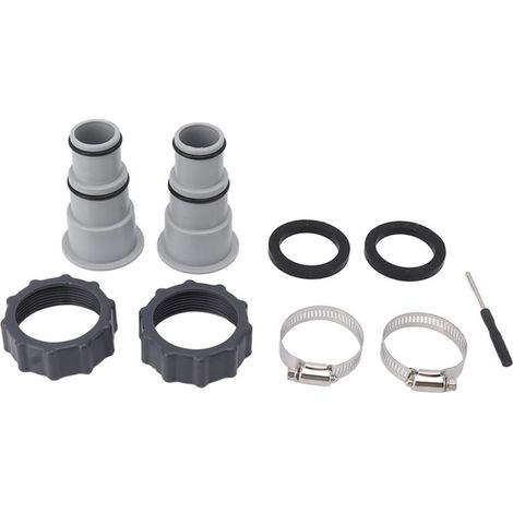 2 Adaptateurs Tuyau Piscine avec Collier – Pompes Connexion Filetée pour Intex Fit ARU (1/5)
