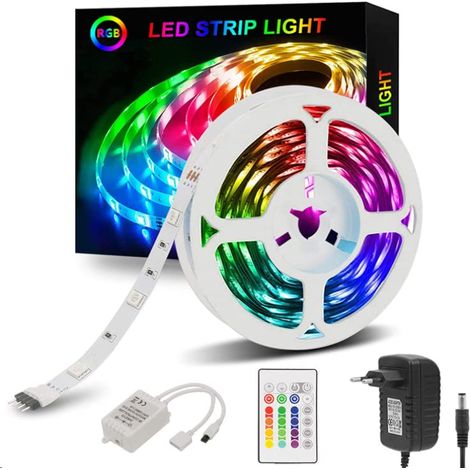 Sylvvin STRISCIA LED 5m RGB STRISCIA LED - 5050 Strisce LED Luminose con telecomando, 16 Cambiamenti di colore, 4 modalità per Casa, Decorazione D'Armadio, Camera e Televisione