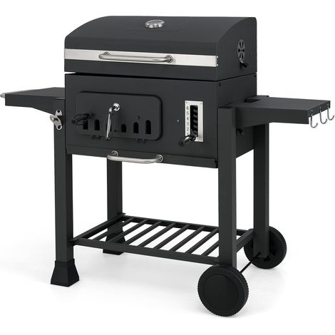 Parrilla de carbón con mesas laterales plegables y alturas ajustables (1/5)