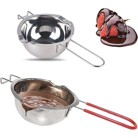 Melting pot en Acier Inoxydable Double Chaudière Pot Beurre de Chocolat Lait Melting Pot avec Poignée Résistante à la Chaleur pour Cire,Bougie,Beurre,Chocolat,Fromage (1/4)