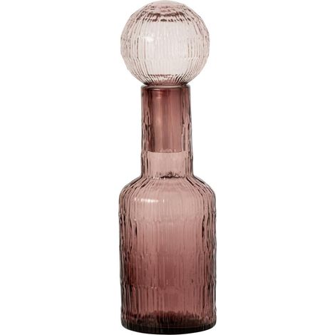 Bouteille Déco Striée en Verre "Kyoto" 45cm Bordeaux (1/4)