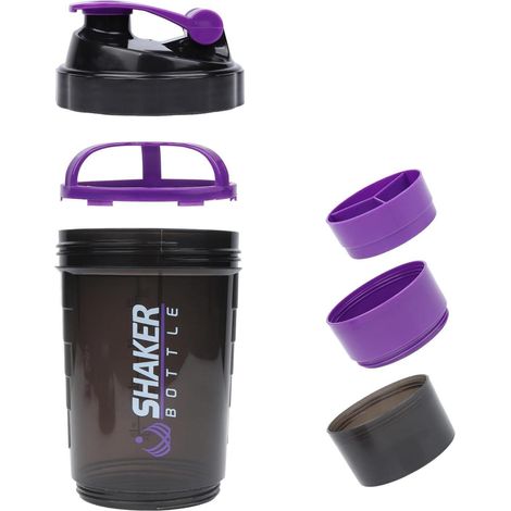 Protein Shaker 500ml Kugel Drahtgitter Lagerung Lila (1/5)