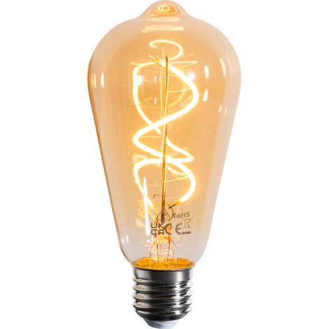 E27 Dimmable LED Bulb Spiral Filament ST64 Gold 4W 270 lm 2100K (1/5)