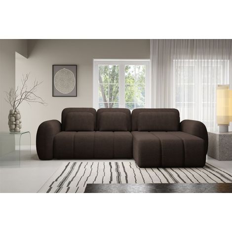 Ecksofa Schlafsofa Sofa CARIA in Stoff Quelle Braun Ottomane Rechts (1/5)